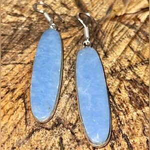Petite Blue Anhydrite Angelite Earrings 2 1/4”